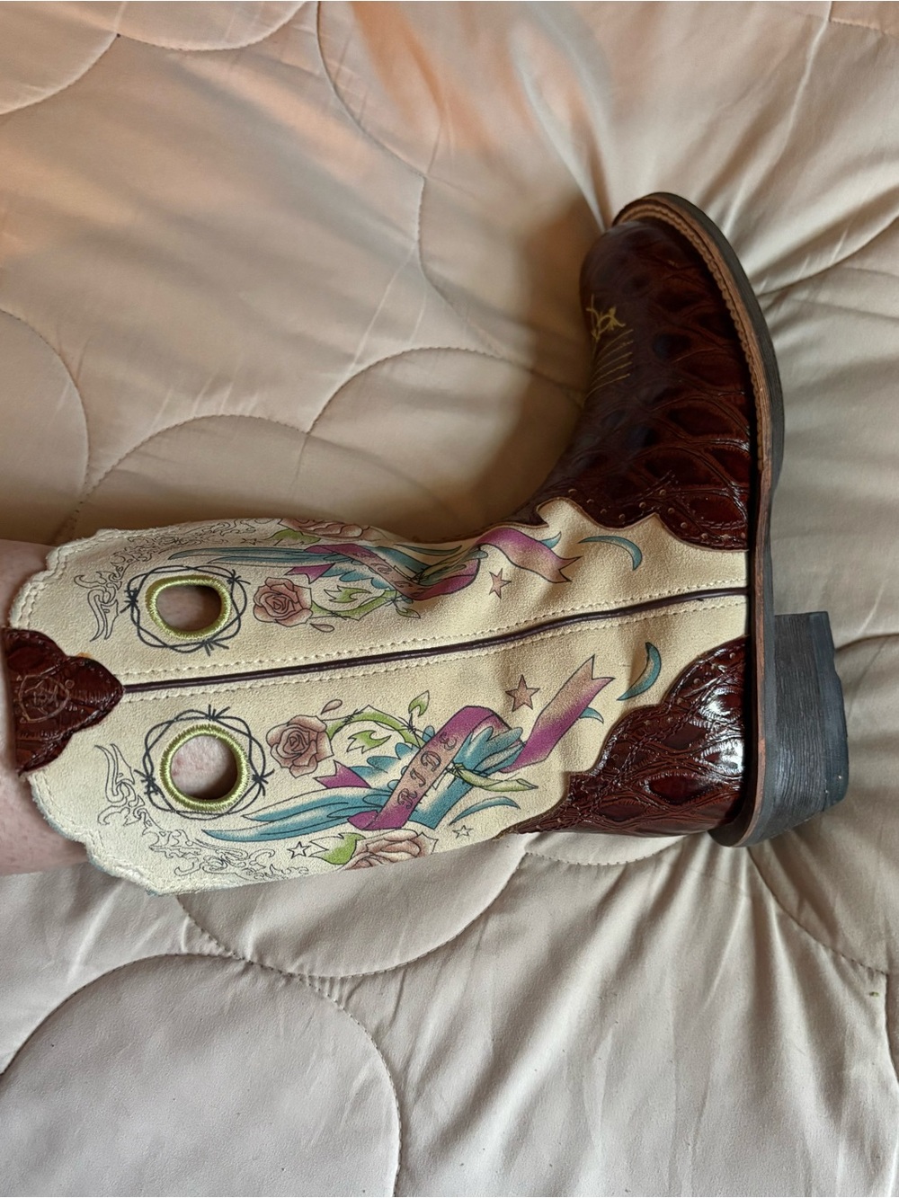 Ariat Brown and Cream Women's Heeled Cowboy Boots - Picture 10 of 12